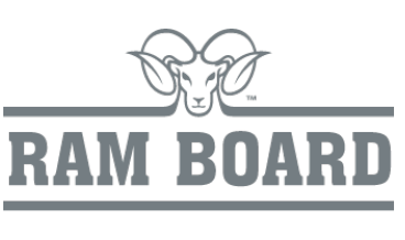 Ram Board logo: Ram head above grey text