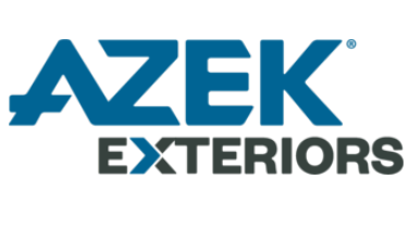 Logo of AZEK Exteriors in blue and gray text.