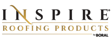 Logo for Inspire Roofing Products by Boral in black and gold text.