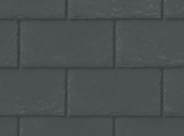 Dark gray slate roof tiles in a staggered pattern.