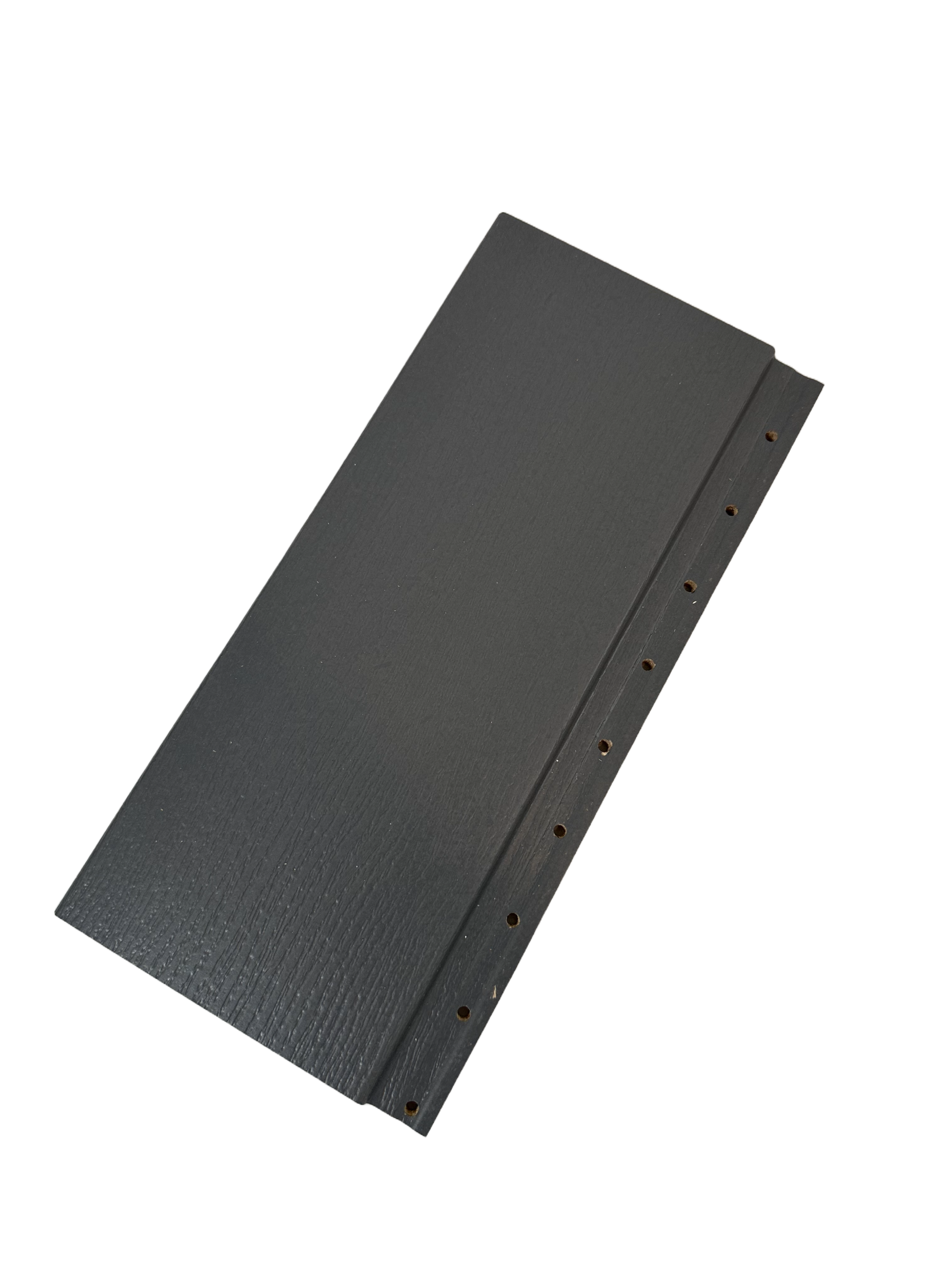 Black binder cover with holes for pages.