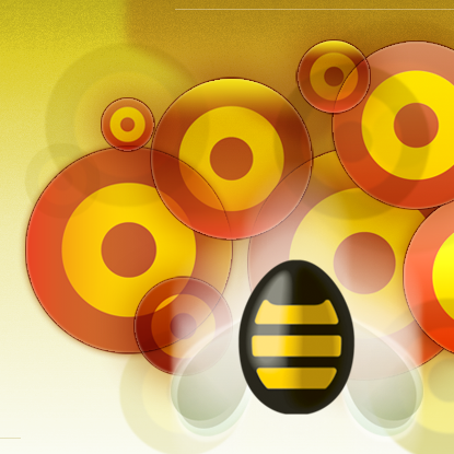 Red and yellow circles with a black circle in the middle