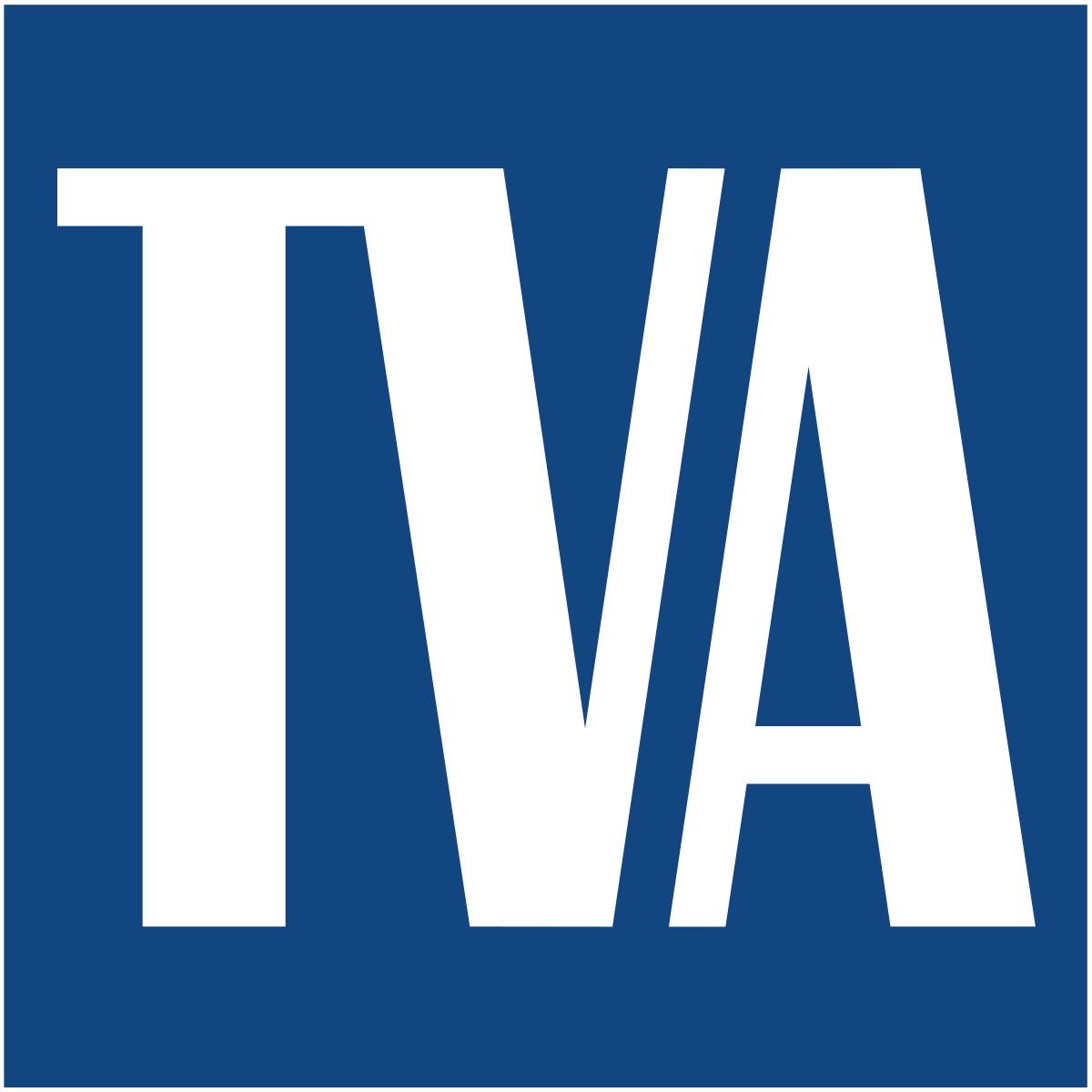White "TVA" letters on a blue square.