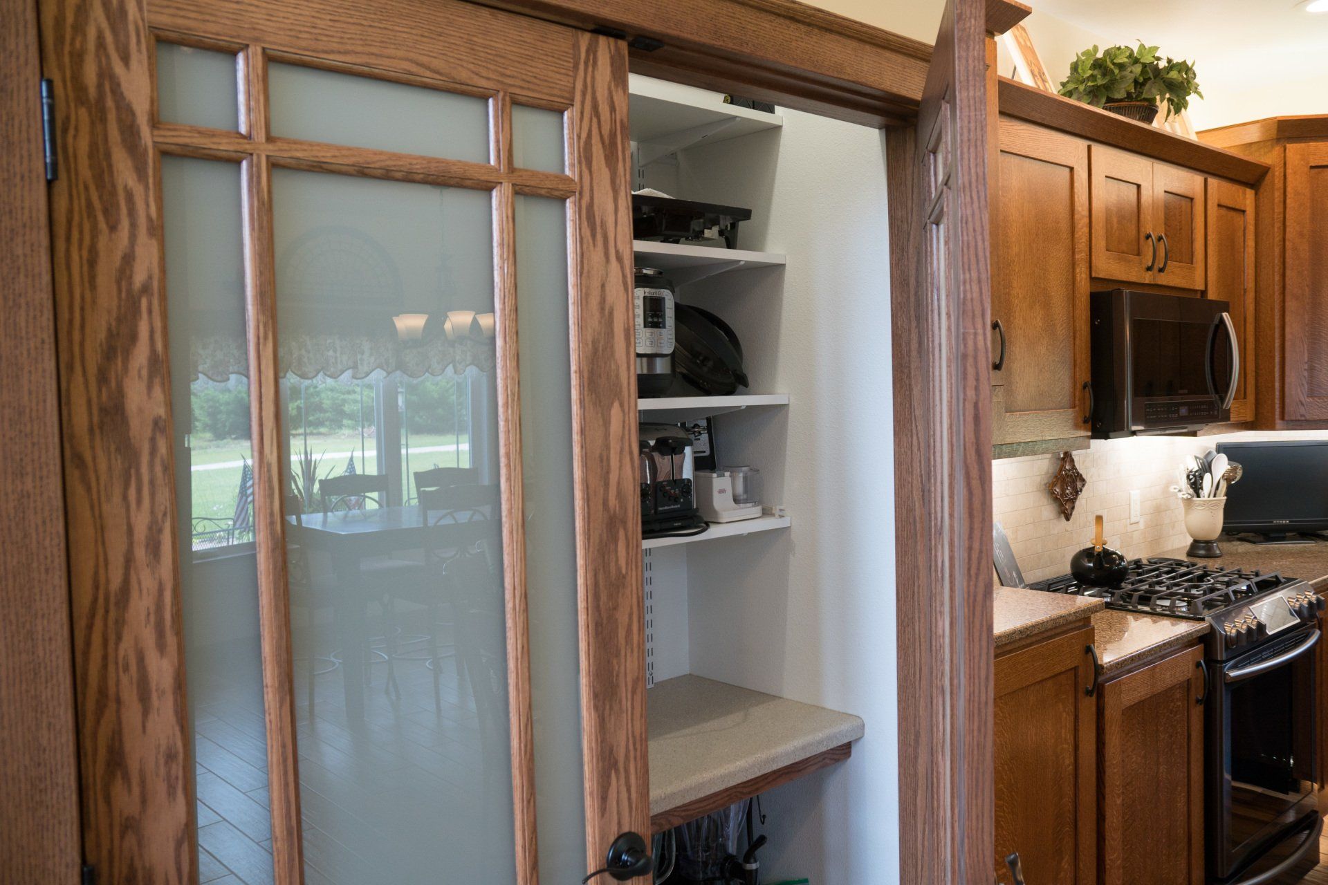 sliding glass door of a cabinet