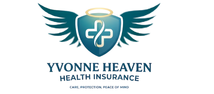 Yvonne Heaven Health Insurance logo with teal wings and halo above the company name and tagline