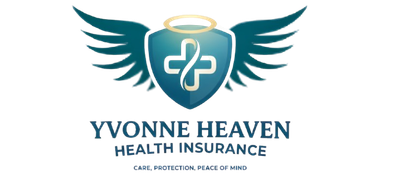 Yvonne Heaven Health Insurance logo with teal wings and halo above the company name and tagline