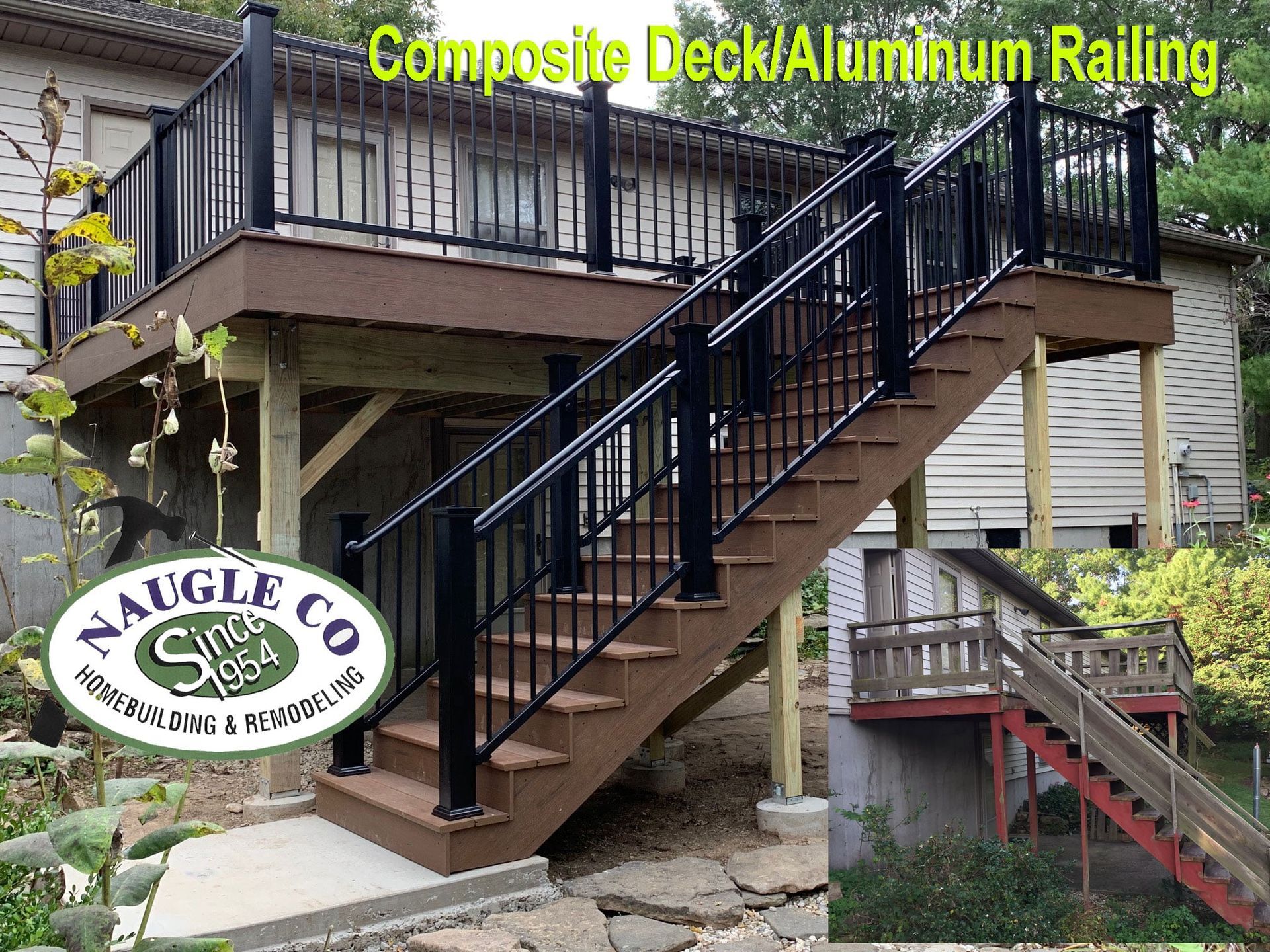 Composite Deck with Aluminum Railing and Stairs — Columbia, MO — Naugle Construction Company