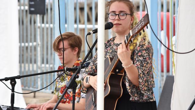 Musicians entertain the crowds as they turn out in their thousands for the historic vessels festival