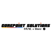 Corepoint Solutions logo: teal text and gear/leaf icon on a light gray background.