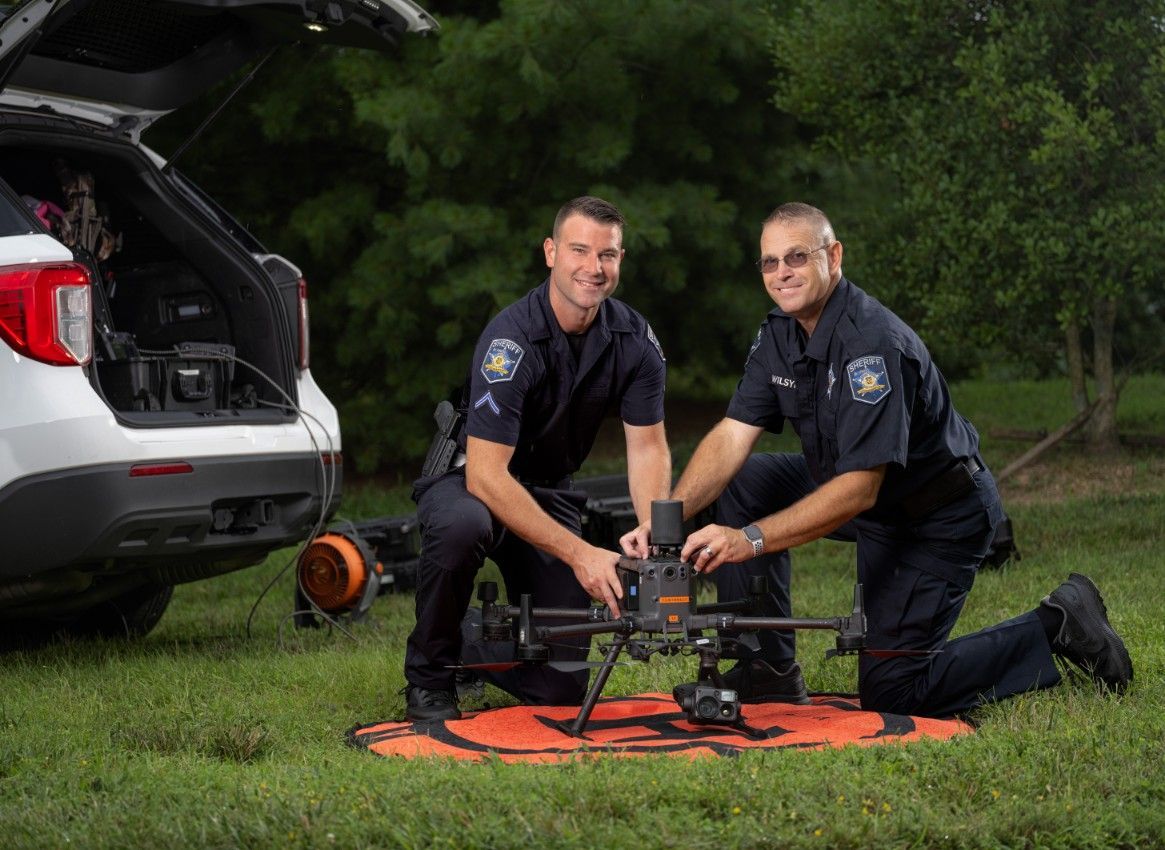happy police office for recruiting video for harford county drone ops