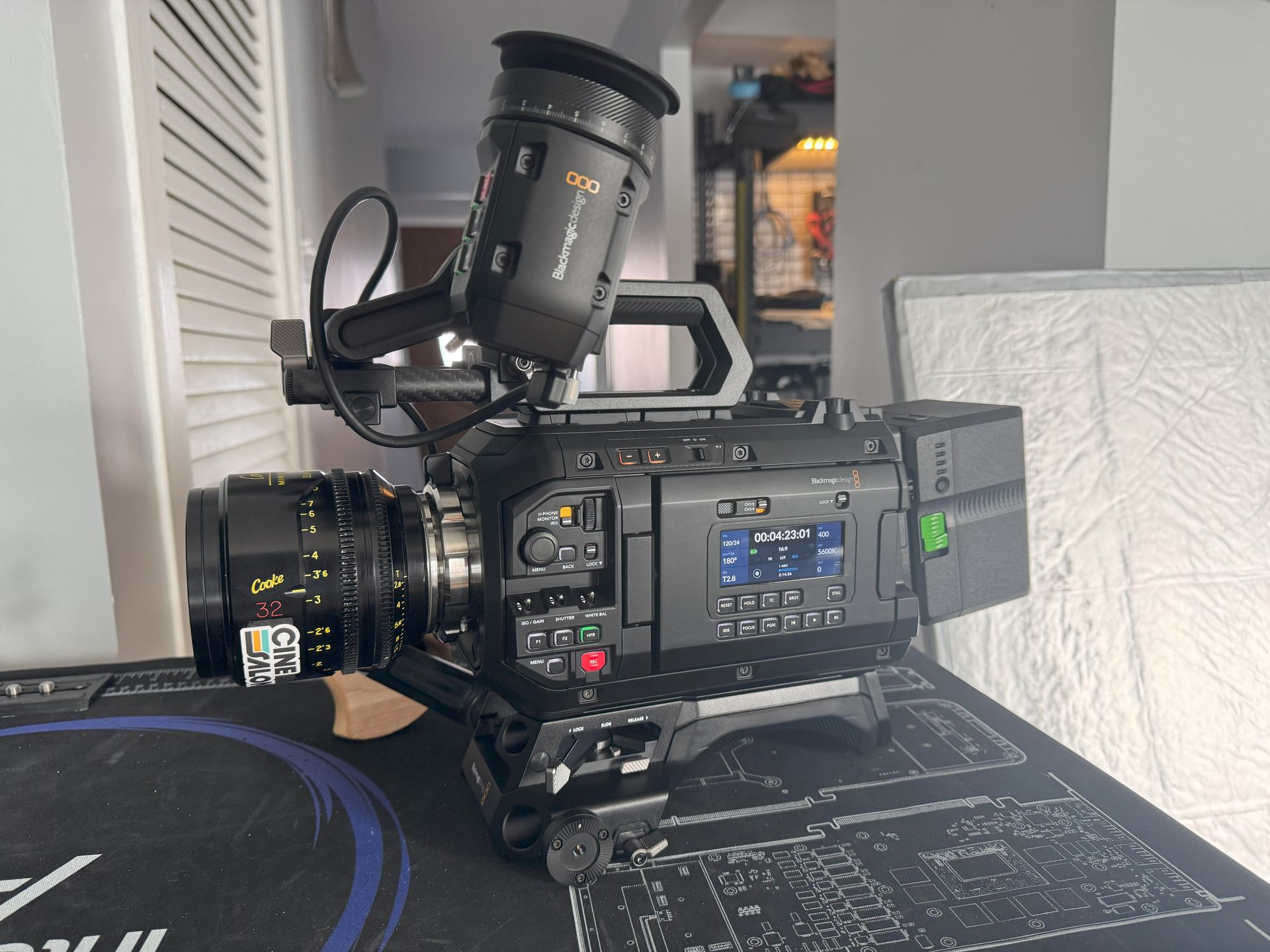 CineSalon's Blackmagic URSA 12k Camera with Cooke S4 Mini Lens displayed at their HQ in DC