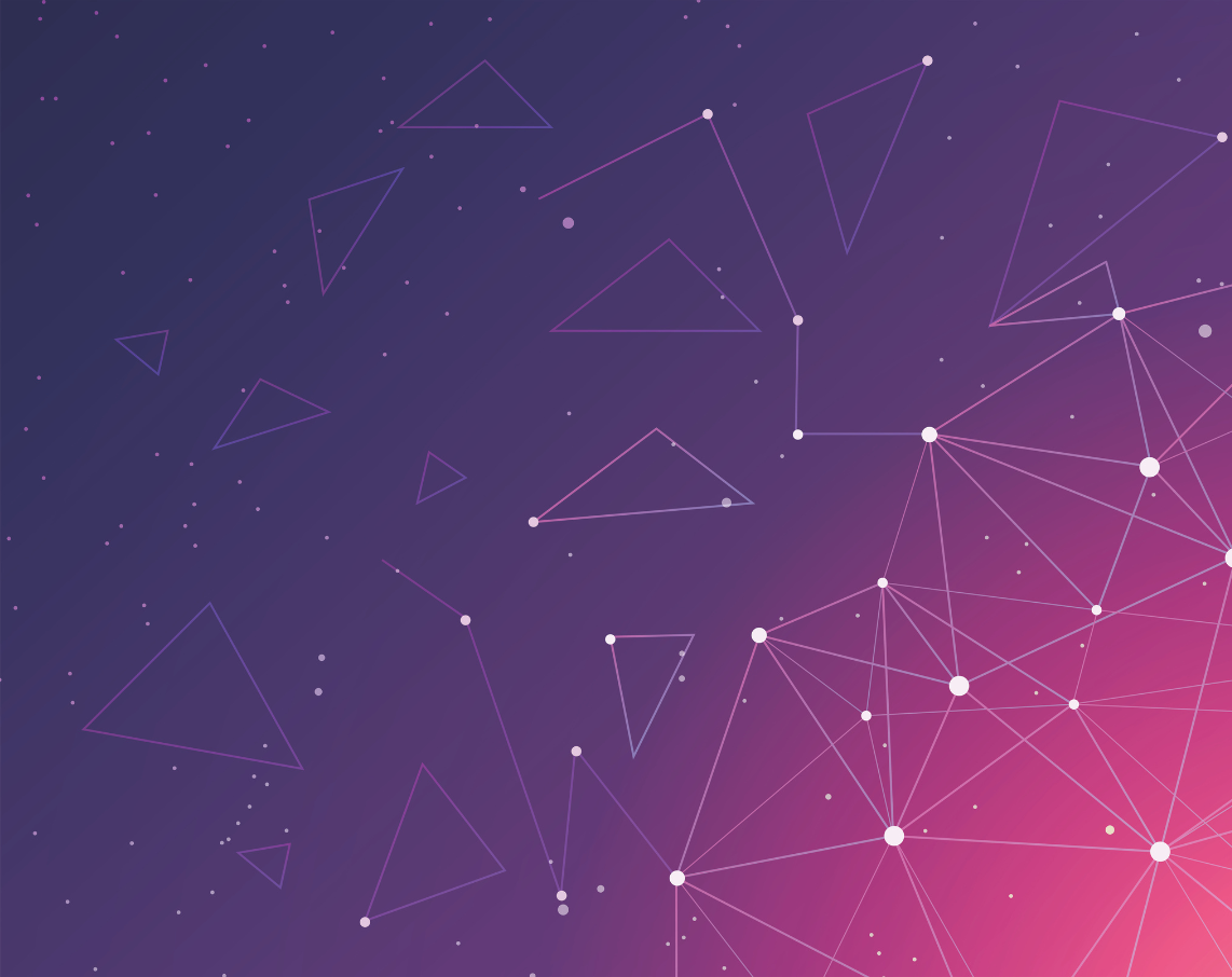 A purple background with triangles and dots on it