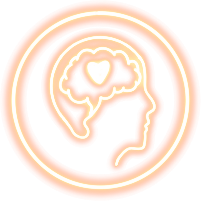 A neon hourglass with a plant coming out of it in a circle.