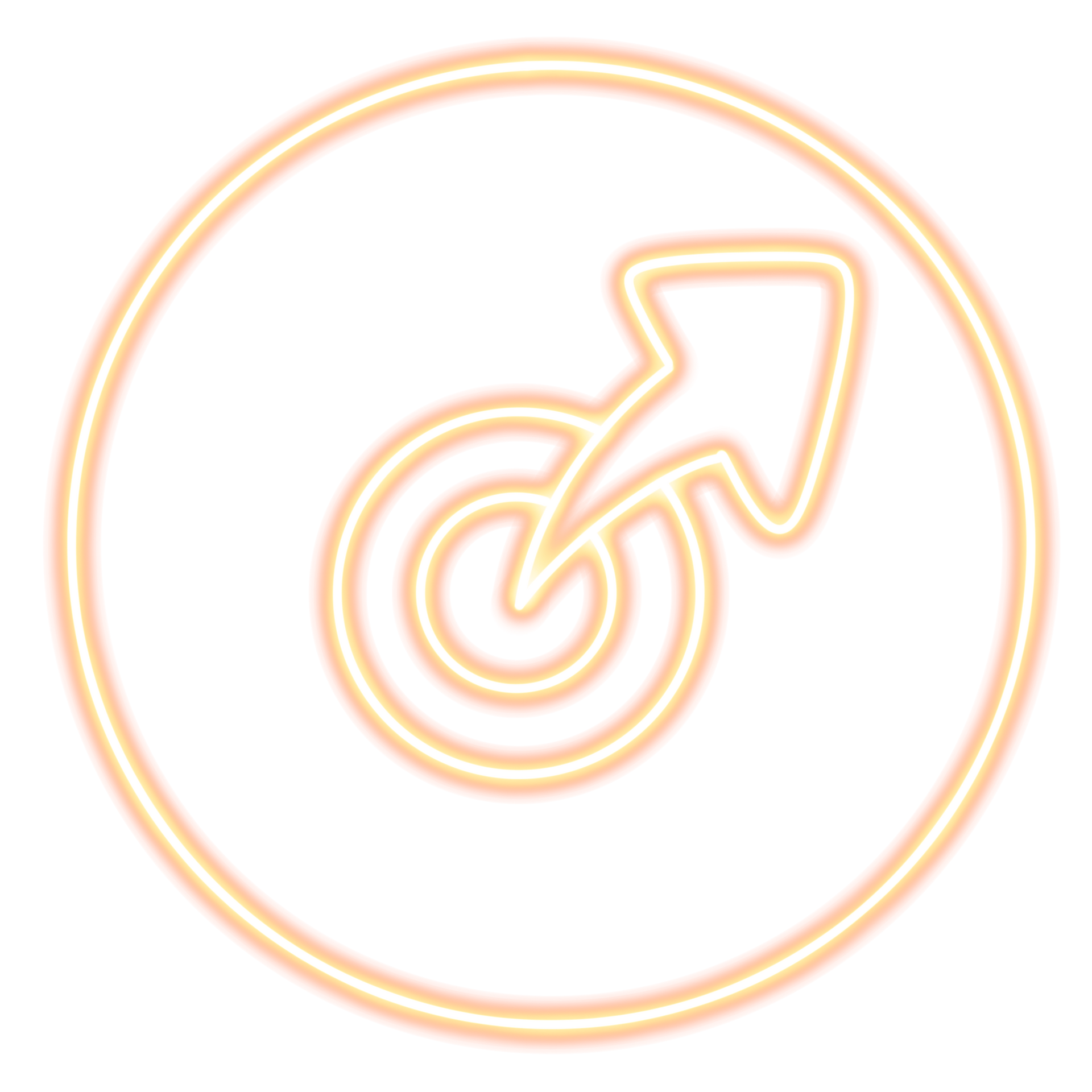 A neon sign of a head with the letter s in a circle.