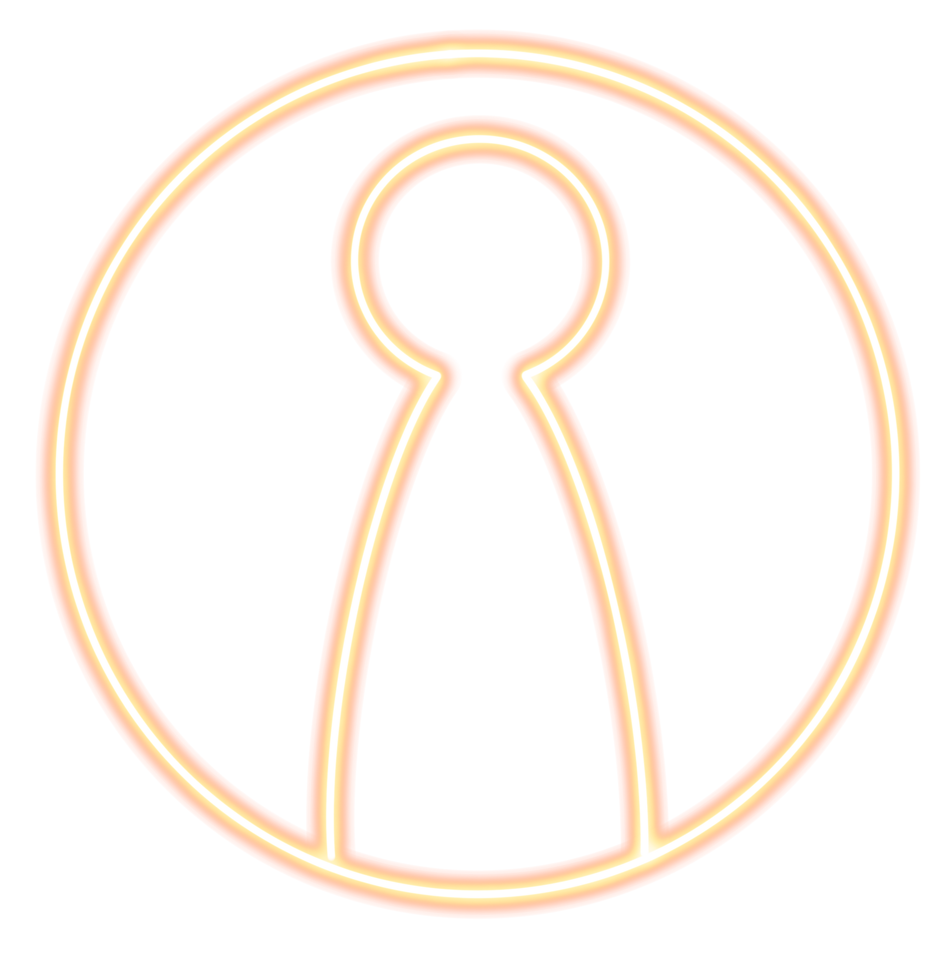 A glowing circle with a geometric pattern on a white background.
