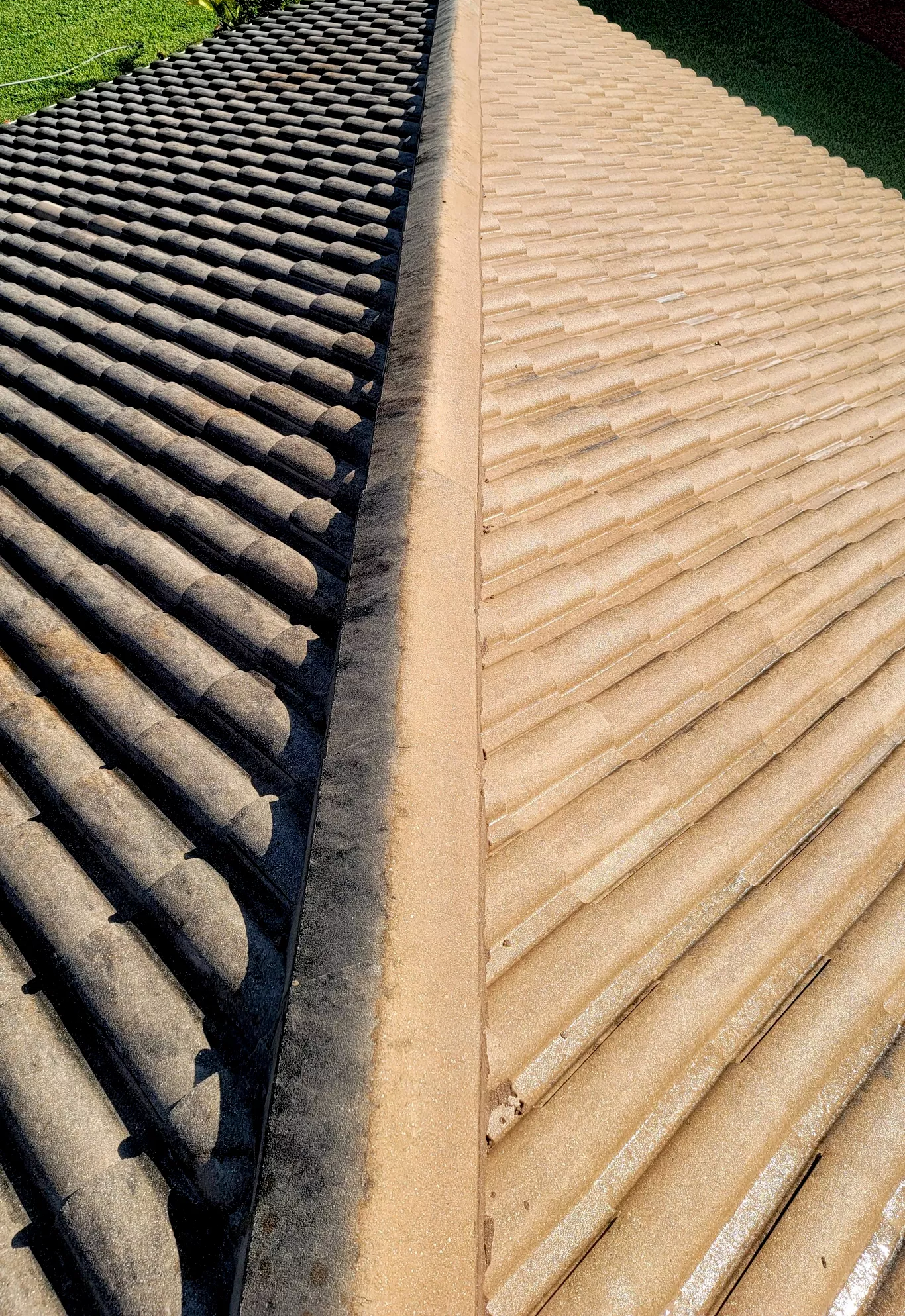 an image of a half cleaned roof