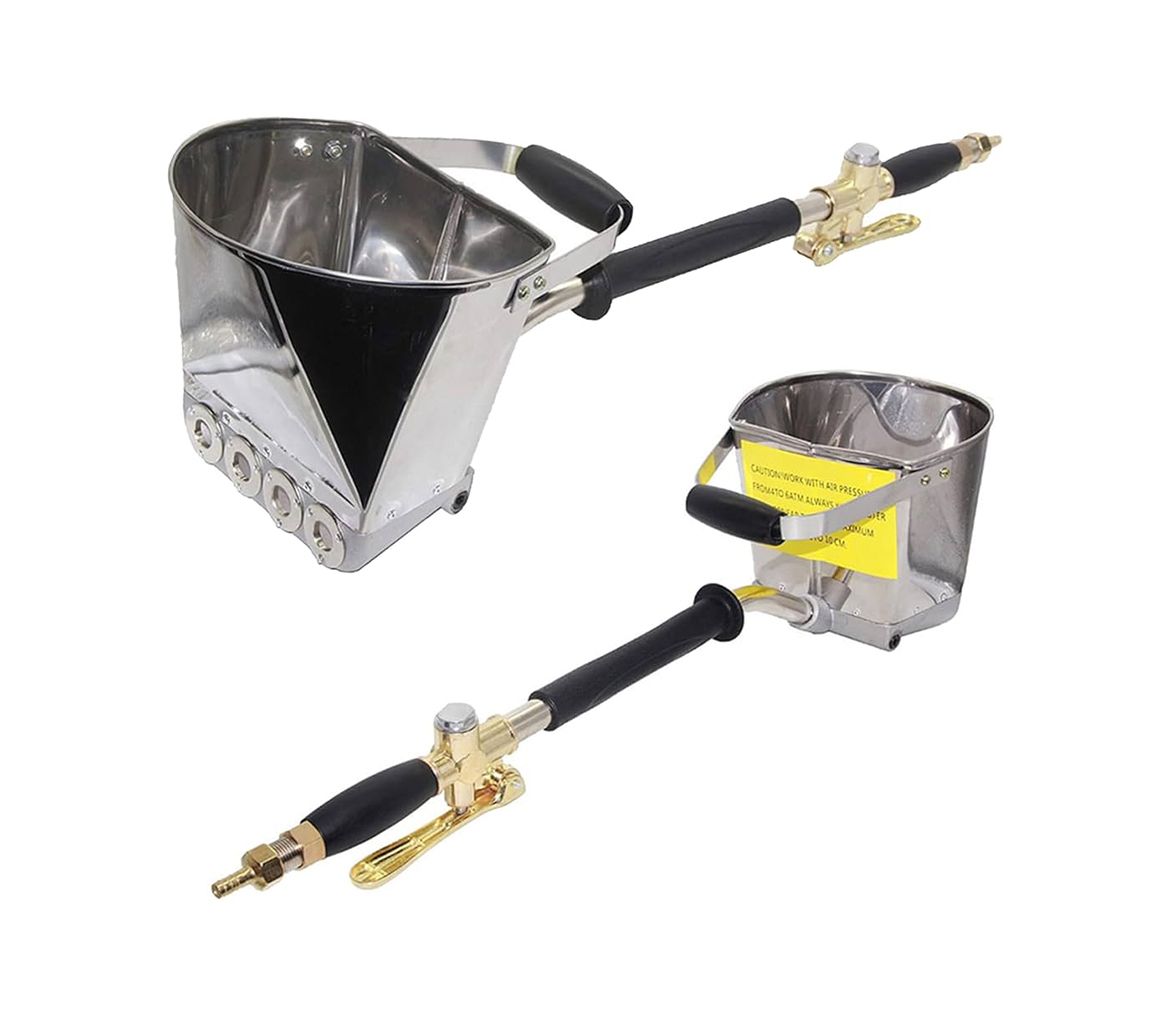 A couple of buckets with handles on a white background.