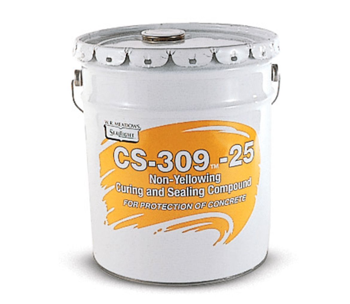A bucket of cs 309-25 non-yellowing curing and sealing compound