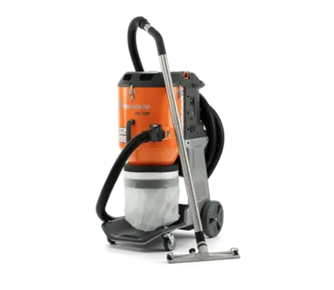A husqvarna vacuum cleaner is sitting on a white surface.