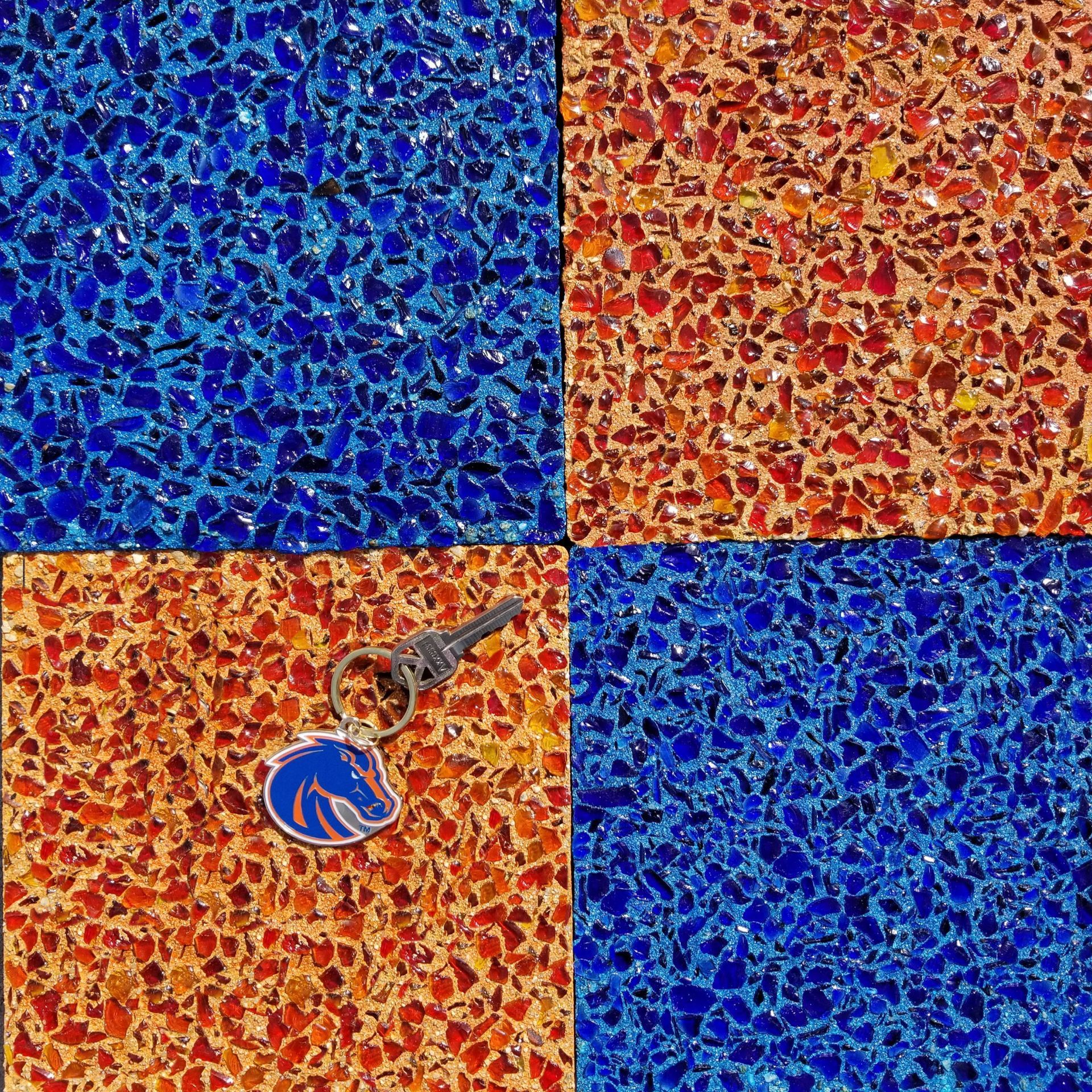 Waypoint Concrete installed a mosaic-style decorative concrete finish in vibrant colors in Star, Idaho.