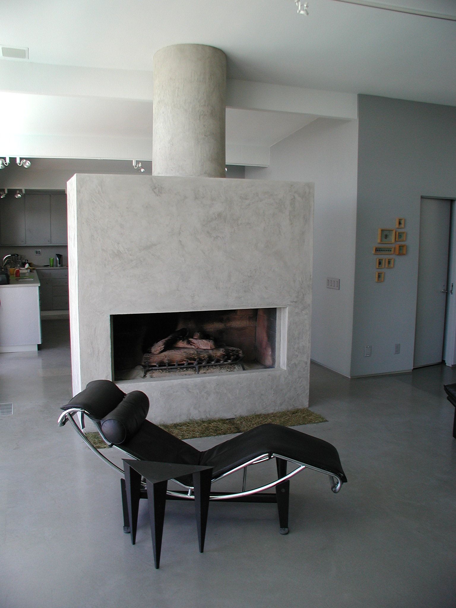 Waypoint Concrete installed a decorative concrete floor to match the fireplace in a home in Donnelly, Idaho.