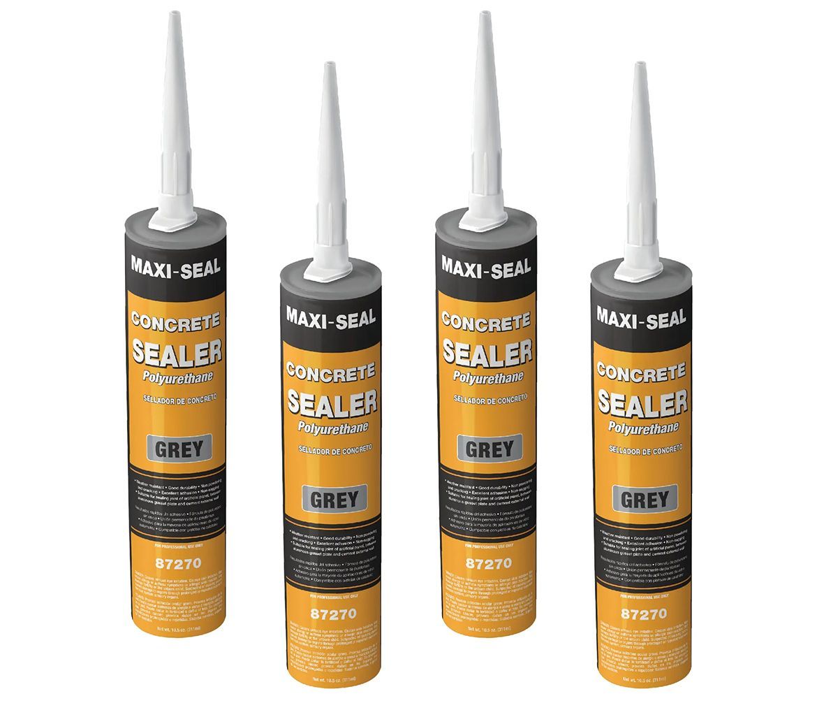 Four bottles of concrete sealer are sitting next to each other on a white background.