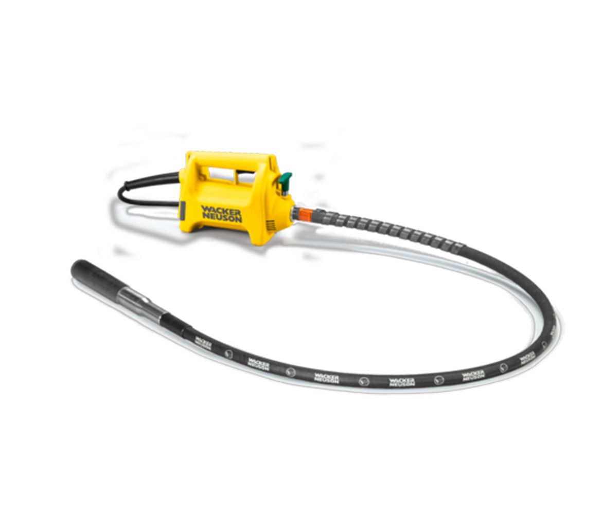 A yellow and black machine with a hose attached to it on a white background.