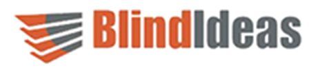 Logo for BlindIdeas with a layered angular design and orange and gray text.