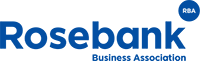 A blue rosebank business association logo on a white background