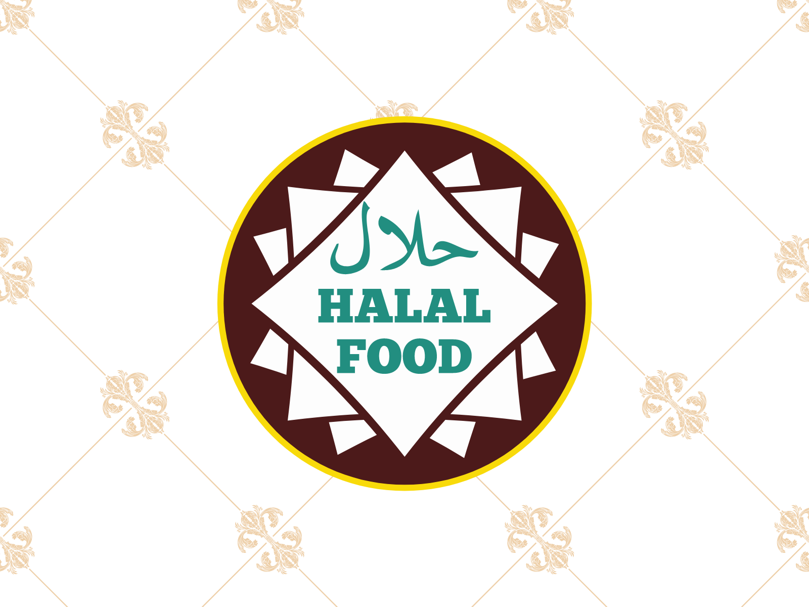 A logo for halal food with arabic writing on it