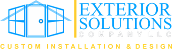 The logo for exterior solutions company llc is a custom installation and design company.