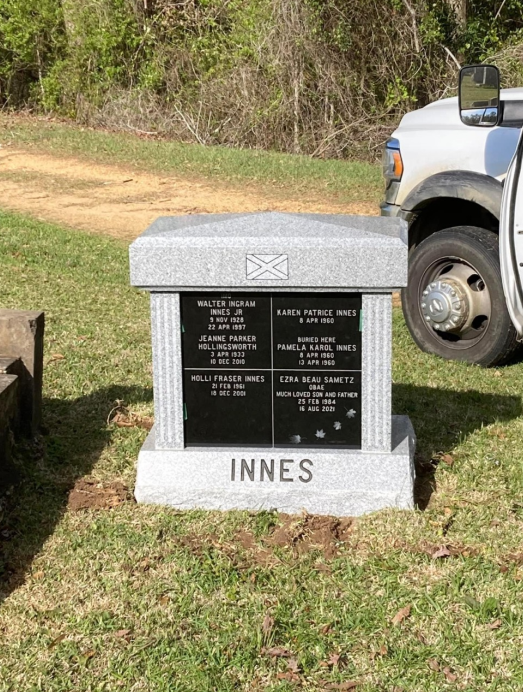 A gravestone with the name innes on it