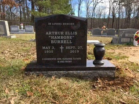 A Gravestone for Arthur Ellis Hambone Burrell – Canton, MS – Davidson Marble & Granite