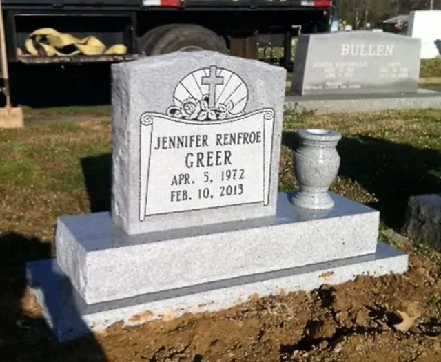 Gravestone for Jennifer Renfroe Greer – Canton, MS – Davidson Marble & Granite