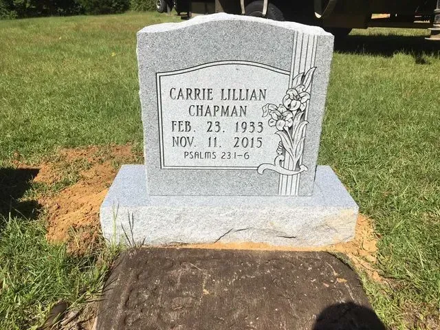 Gravestone for Carrie Lillian Chapman – Canton, MS – Davidson Marble & Granite
