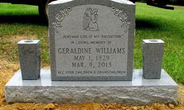 Gravestone for Geraldine Williams – Canton, MS – Davidson Marble & Granite