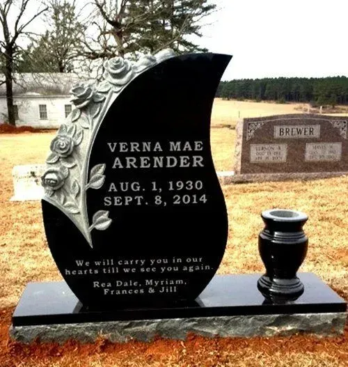 A Gravestone for Verna Mae Arender in a Cemetery – Canton, MS – Davidson Marble & Granite