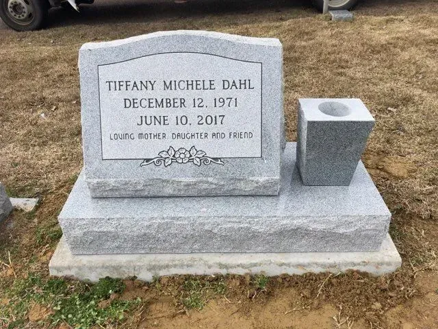 A Gravestone for Tiffany Michelle Dahl is in a Graveyard – Canton, MS – Davidson Marble & Granite