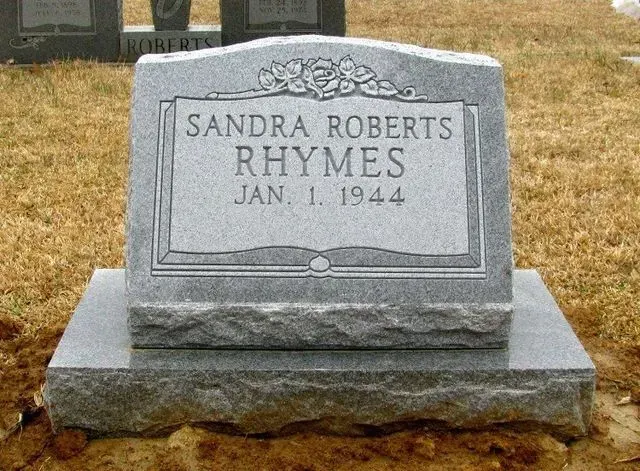 A Gravestone for Sandra Roberts Rhymes is in a Cemetery – Canton, MS – Davidson Marble & Granite