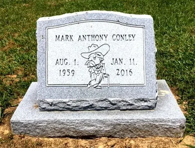 A Gravestone for Mark Anthony Conley with a Picture of a Cowboy on – Canton, MS – Davidson Marble & Graniteit