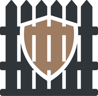 a fence with a shield in the middle of it .