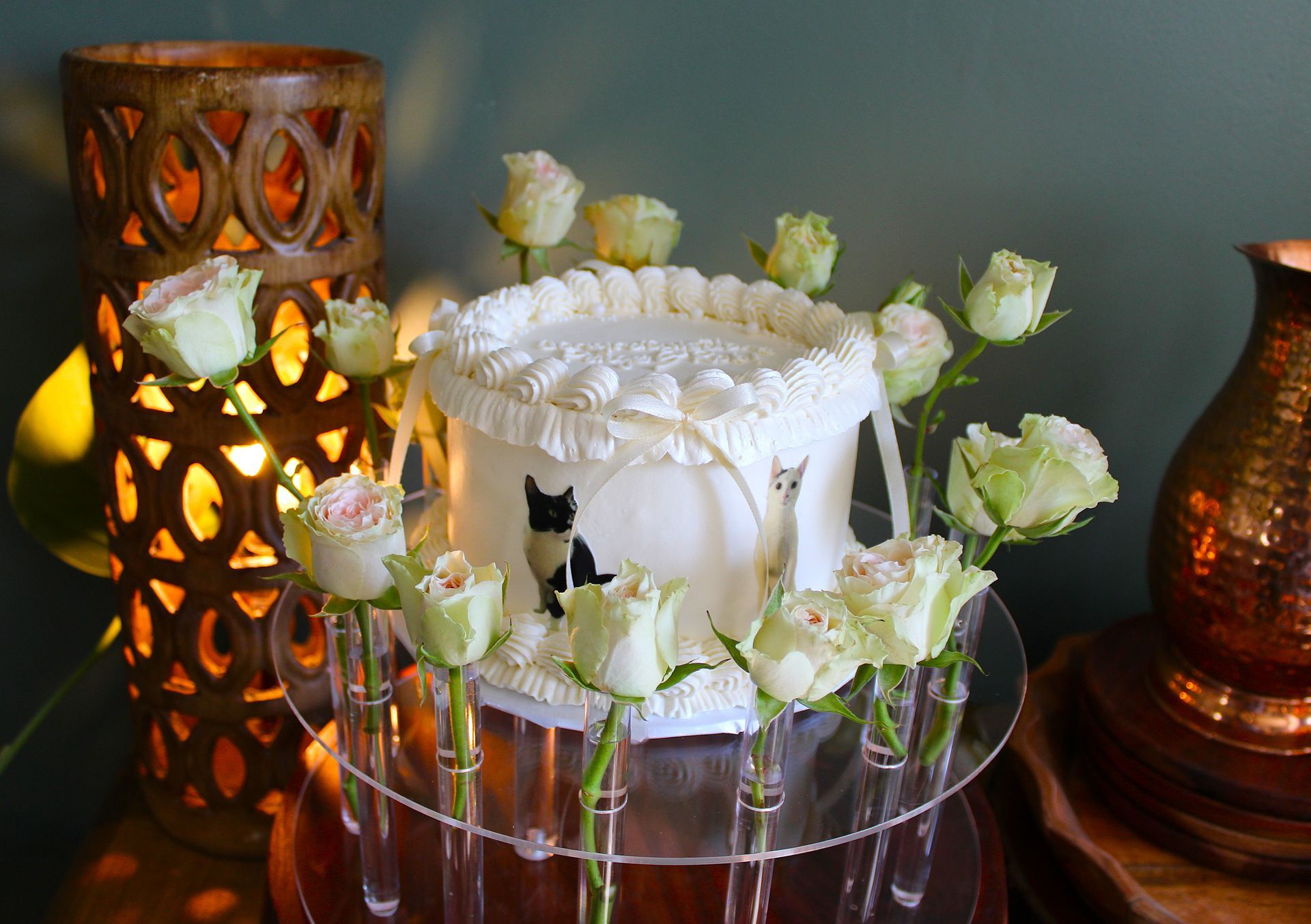 Engagement Party Cake with Fun Florals