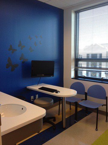 blue wall exam room