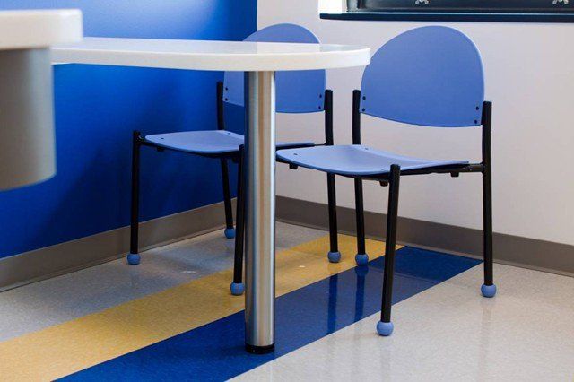exam room blue chairs