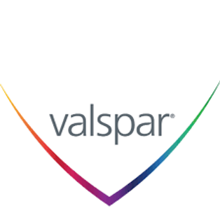 A colorful arrow pointing to the word valspar