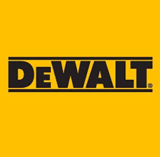 The dewalt logo is on a yellow background