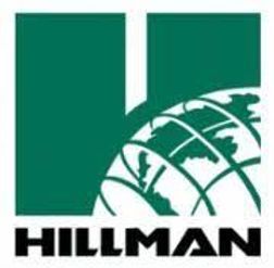 The hillman logo has a globe in the middle of it.