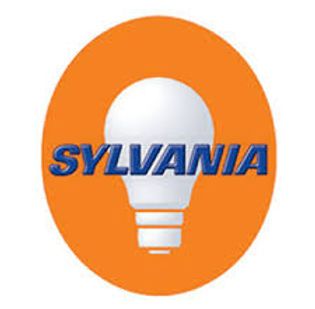 A sylvania logo with a light bulb in an orange circle
