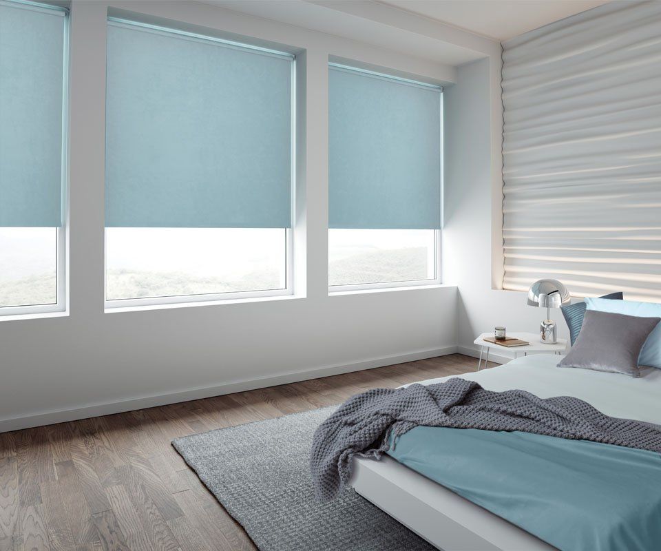 blue coloured blinds