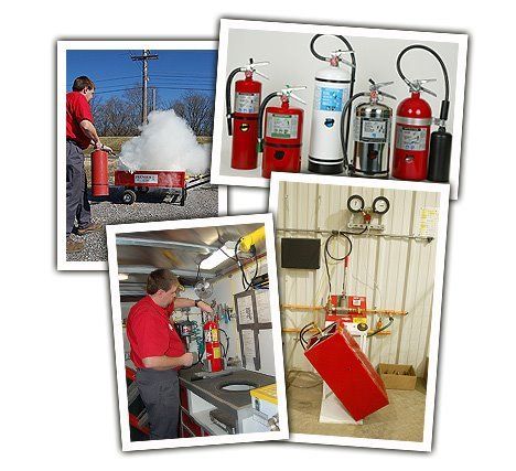 Fire Safety Company — Hand Presses The Trigger Fire Extinguisher in Port Allen, LA